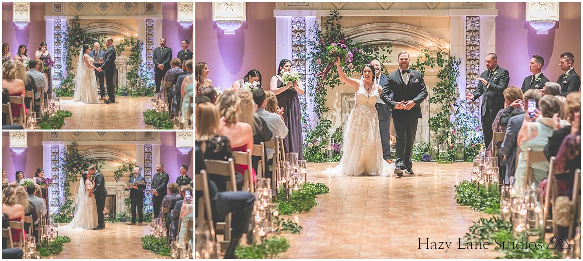 candlelit indoor wedding ceremony at casa real at ruby hill winery