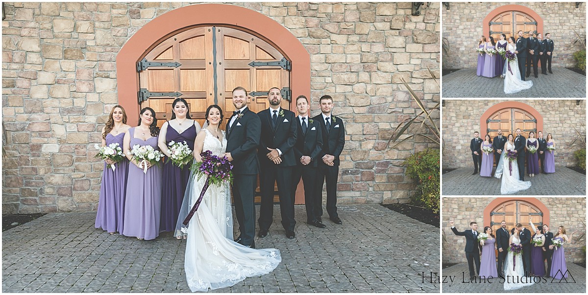 lavender and black wedding party