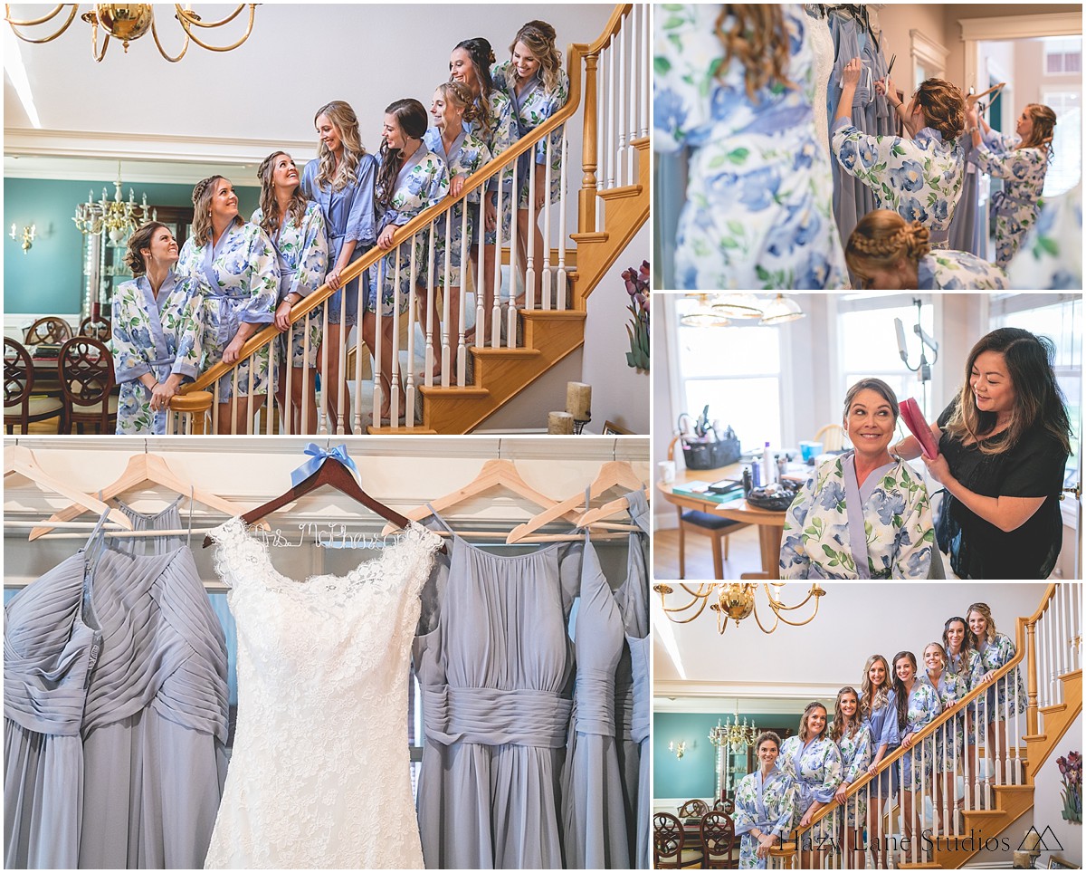 blue floral bridesmaid robes