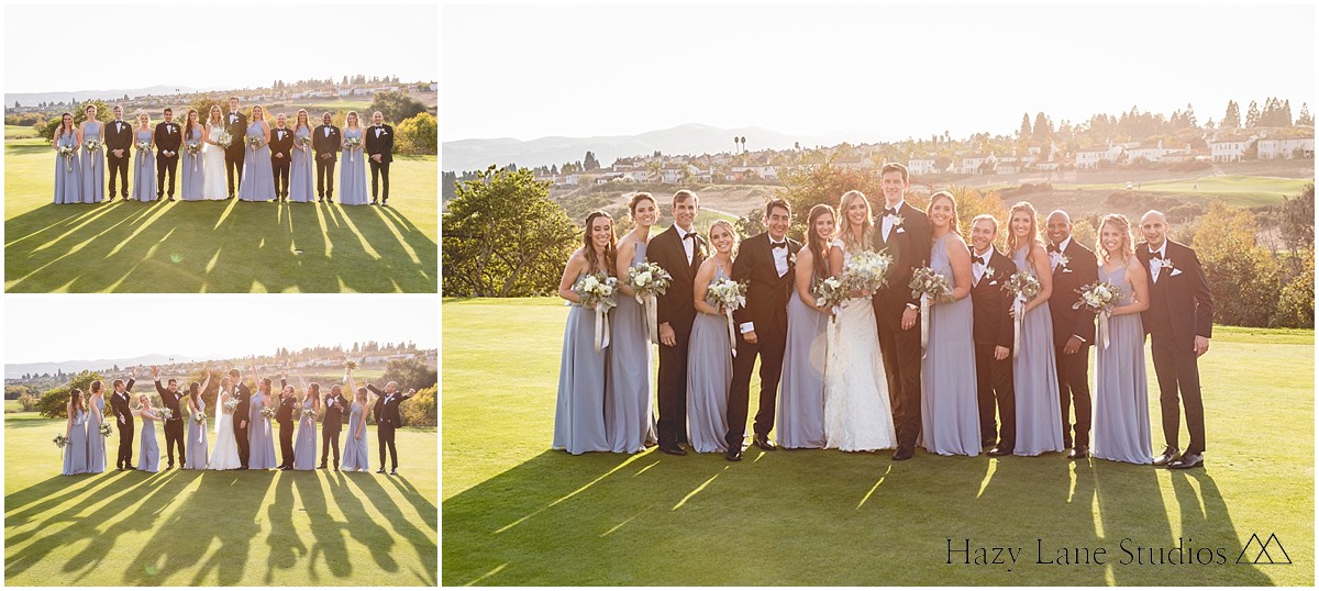 large wedding party on the golf course at the bridges golf club